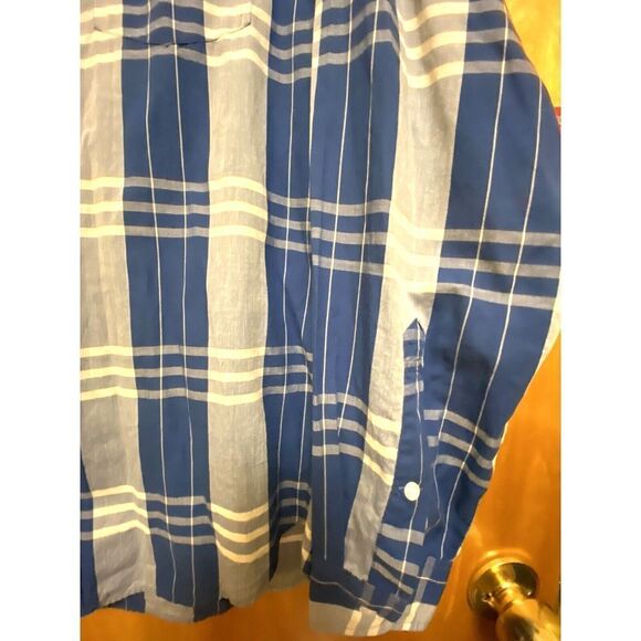 J.Crew N.Y Light Weight Ch. Shirt Medium 100% Cotton Button Up Shirt Plaid  Blue - Picture 5 of 7